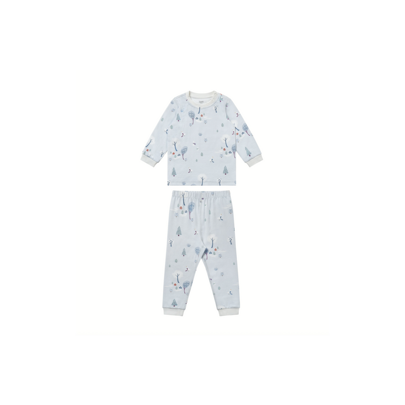 Organic Cotton Long Sleeve Two-Piece PJ Set Snug Fit - Snowy Snuggles