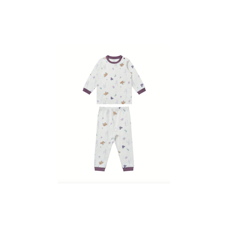 Organic Cotton Long Sleeve Two-Piece PJ Set Snug Fit - Snow Angels