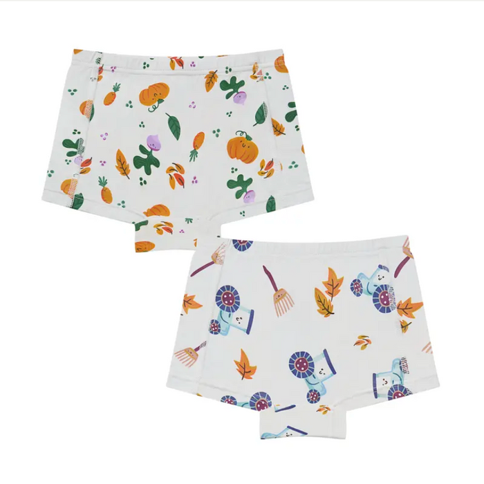 Girls Boy Short Underwear (2 Pack, Bamboo) - Harvest Time!
