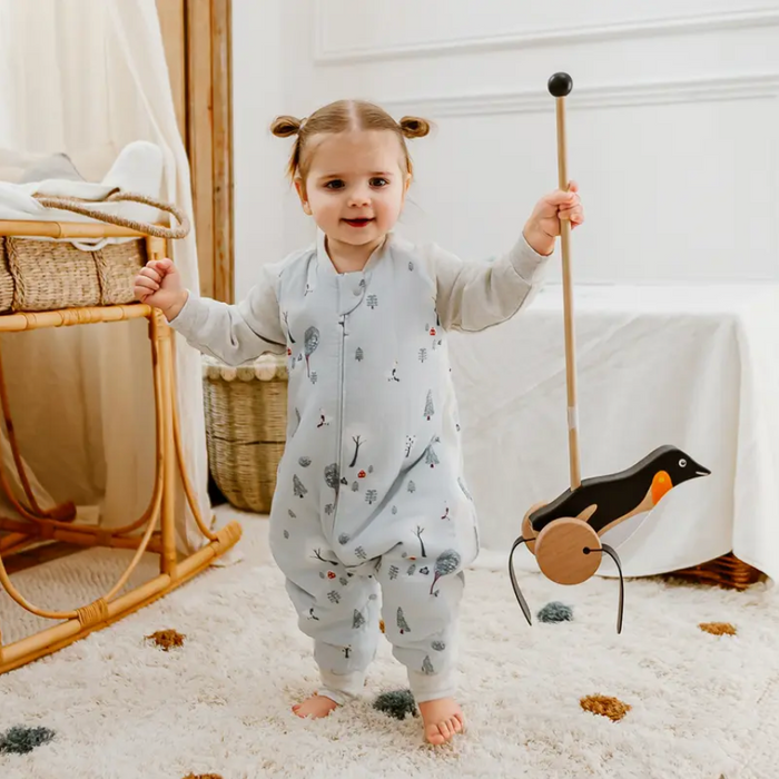 Bamboo Long Sleeve Footed Sleep Bag | 2.5 TOG - Snowy Snuggles