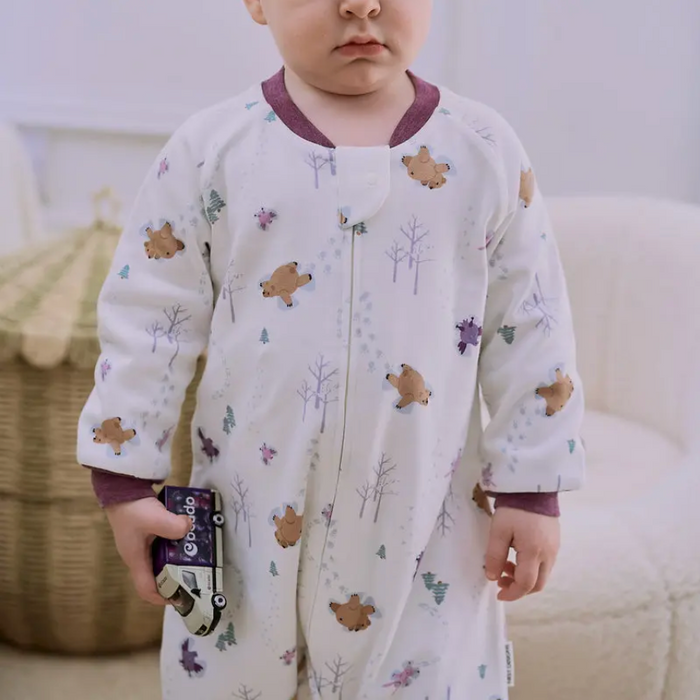 Organic Cotton Long Sleeve Footed Sleep Bag | 1.0 TOG - Snow Angels