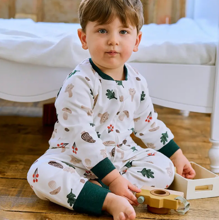 Organic Cotton Long Sleeve Footed Sleep Bag | 1.0 TOG - Forest Forage