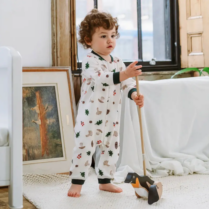 Organic Cotton Long Sleeve Romper - Forest Forage