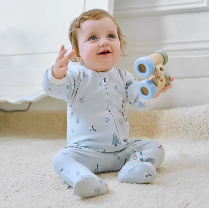 Organic Cotton Long Sleeve Footed Sleeper -  Snowy Snuggles