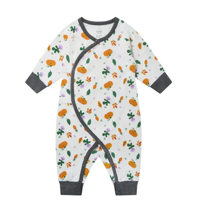 Organic Cotton Long Sleeve Kimono Romper - Squish Squash