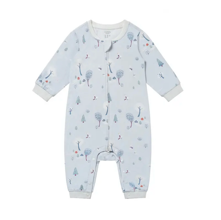 Organic Cotton Long Sleeve Romper - Snowy Snuggles