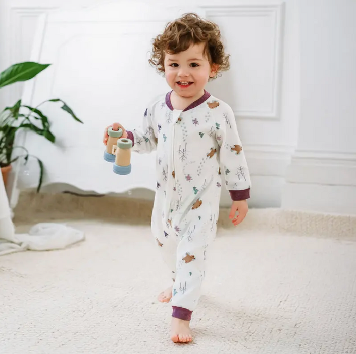 Organic Cotton Long Sleeve Footless Sleeper - Snow Angels
