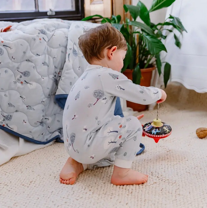 Organic Cotton Long Sleeve Footless Sleeper - Snowy Snuggles