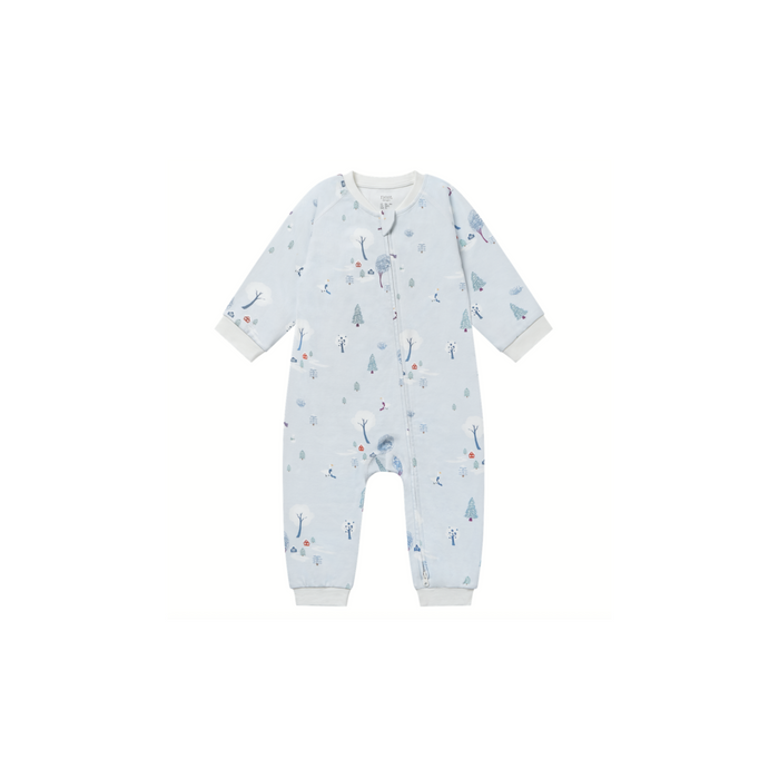 Organic Cotton Long Sleeve Footless Sleeper - Snowy Snuggles