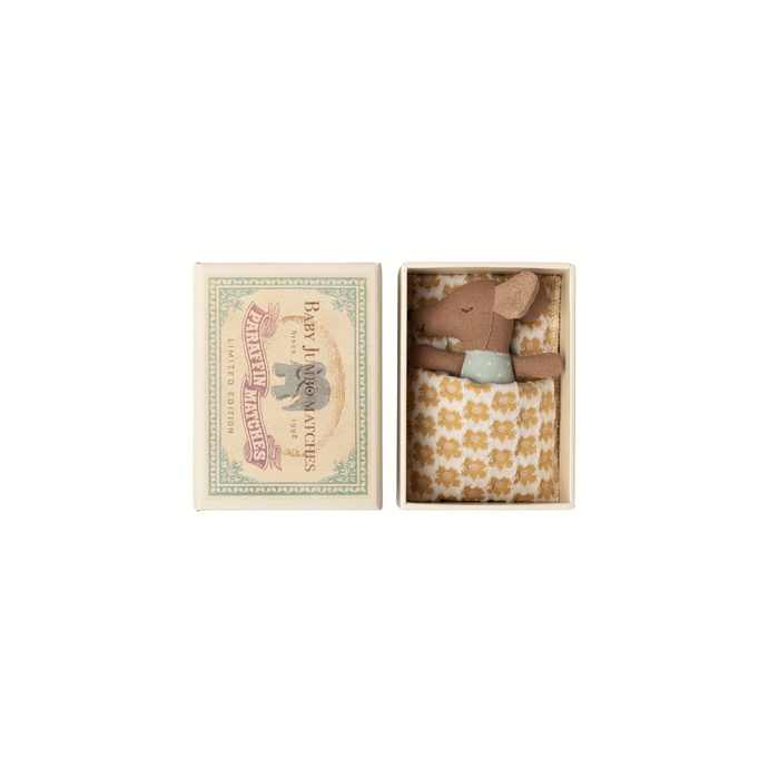 Maileg Sleepy wakey baby mouse in matchbox - Blue