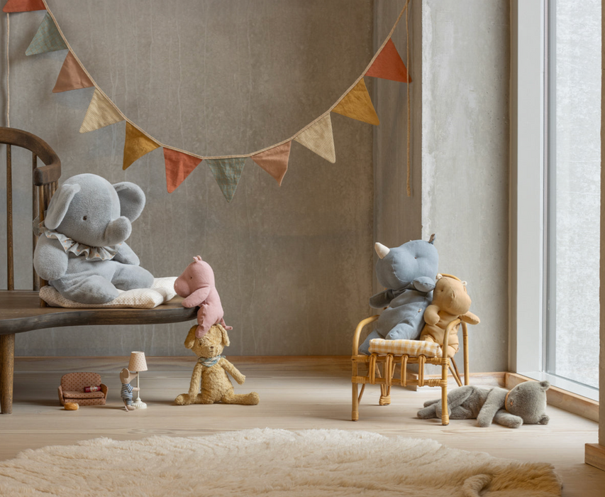 Maileg Sleeping kitten plush, Medium - Grey