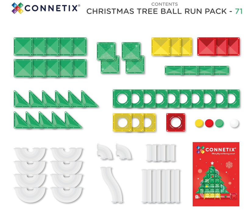 Connetix Special Edition Christmas Tree Ball Run, 71 Pieces