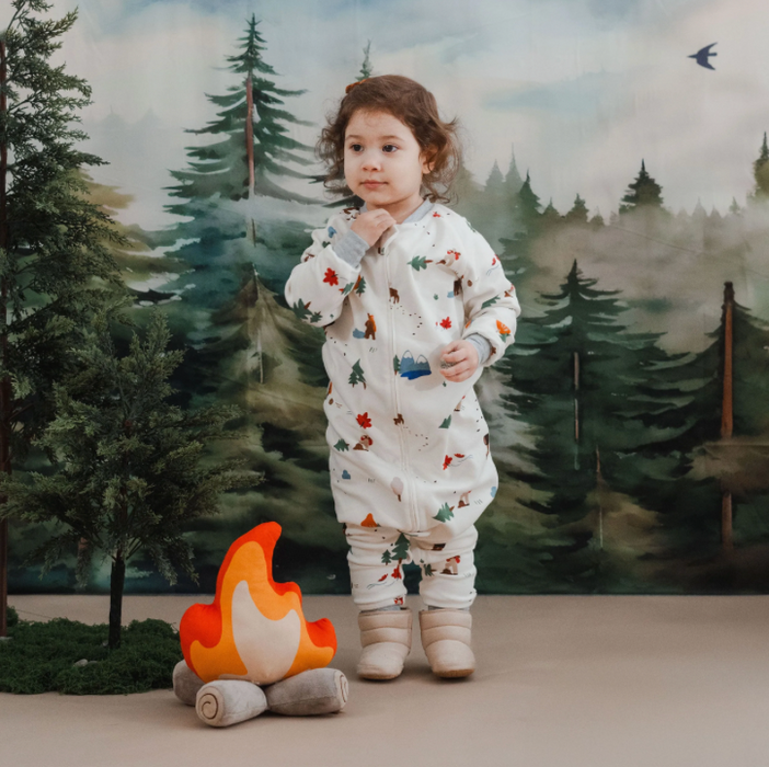 Organic Cotton Long Sleeve Footed Sleep Bag | 1.0 TOG - Timber