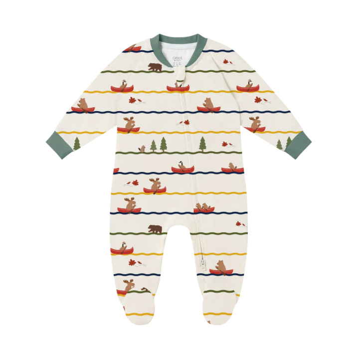 Organic Cotton Long Sleeve Footed Sleeper - Canoe Do It