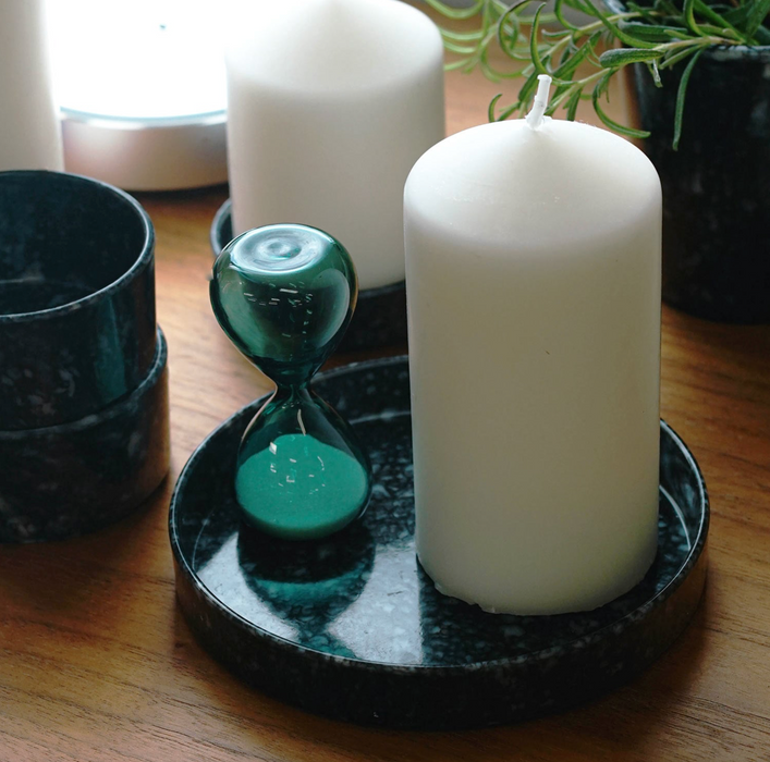 Marbled Marble Circle Desk Tray