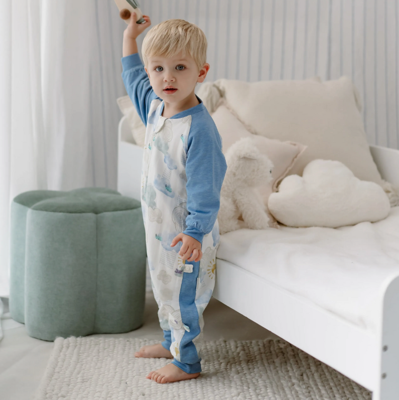 Bamboo Raglan Long Sleeve Footed Sleep Bag | 1.0 TOG - Fluffy Puffs