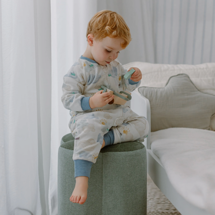 Organic Cotton Long Sleeve Footed Sleep Bag | 1.0 TOG - Fluffy Puffs