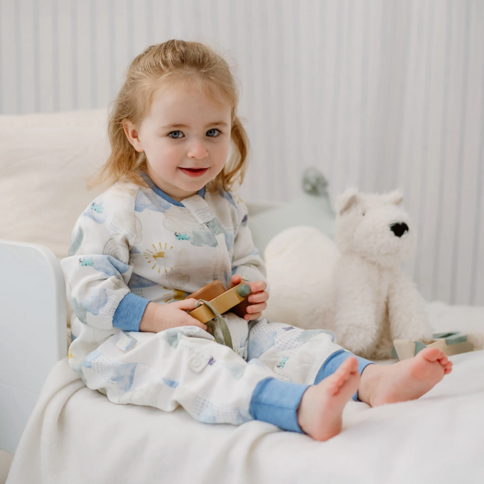 Bamboo Long Sleeve Footed Sleep Bag | 0.6 TOG - Fluffy Puffs