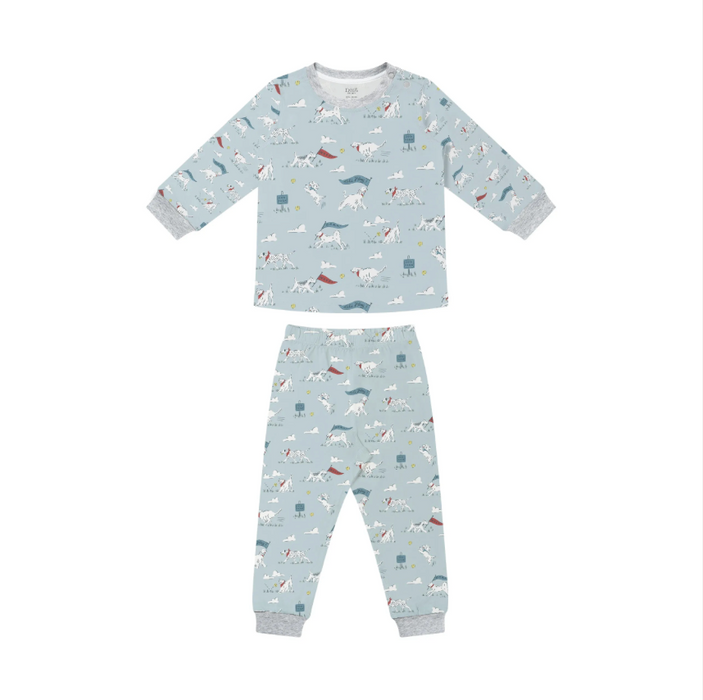 Bamboo Jersey Long Sleeve Two-Piece PJ Set - Puppy Park