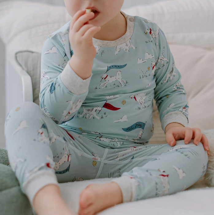 Bamboo Jersey Long Sleeve Two-Piece PJ Set - Puppy Park