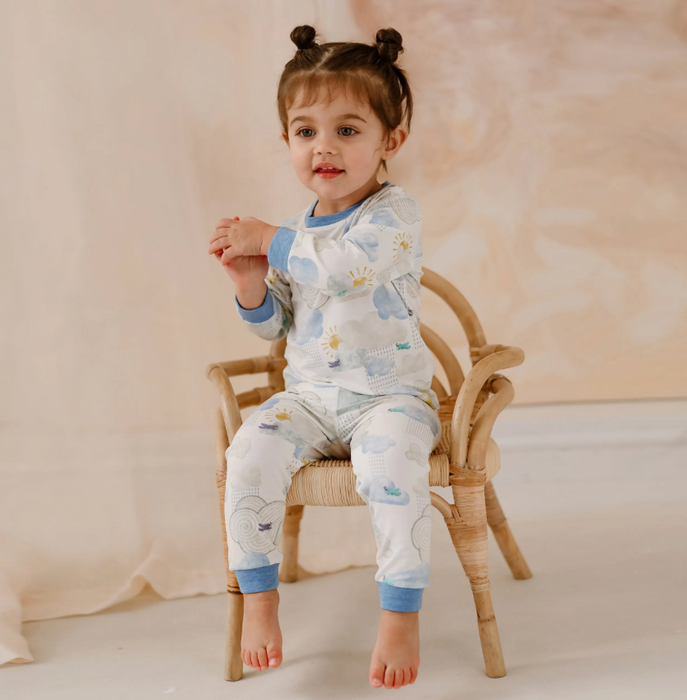 Bamboo Jersey Long Sleeve Two-Piece PJ Set - Fluffy Puffs