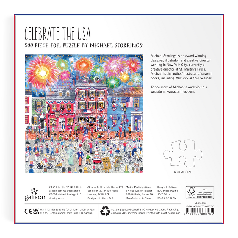 Galison: Michael Storrings Celebrate The USA 500 Piece Foil Puzzle