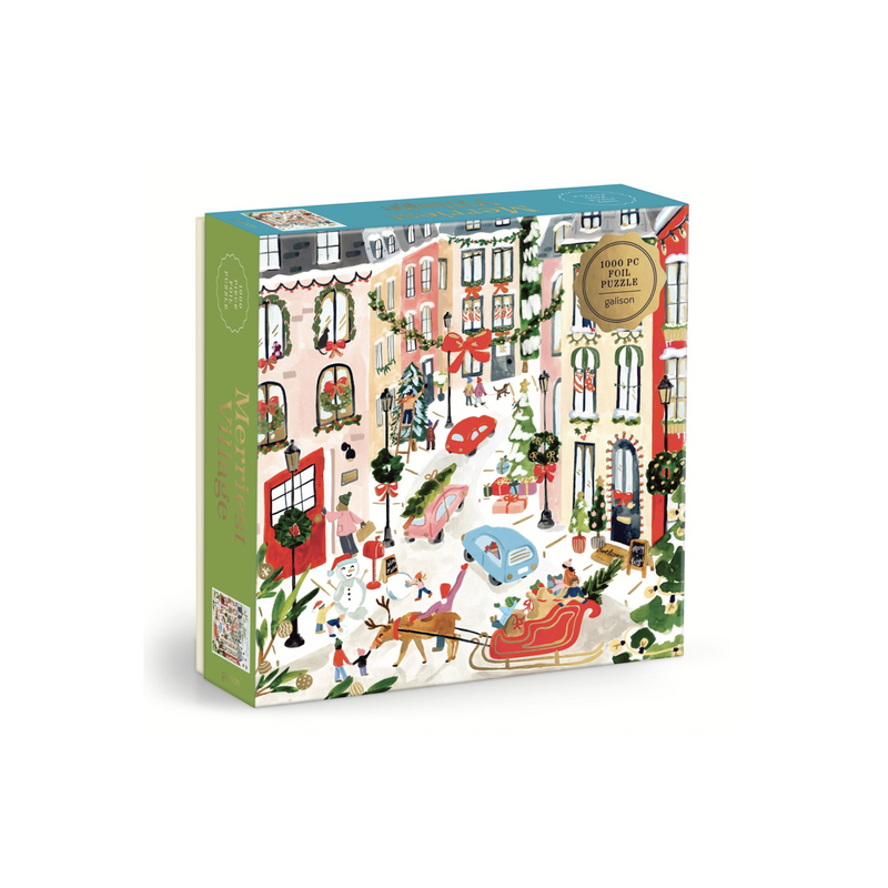 Galison: Merriest Village 1000 Piece Foil Puzzle