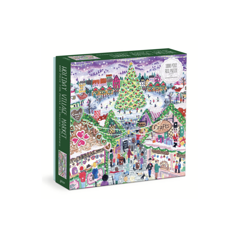 Galison: Michael Storrings Holiday Village Market 1000pc Foil Puzzle in Square Box