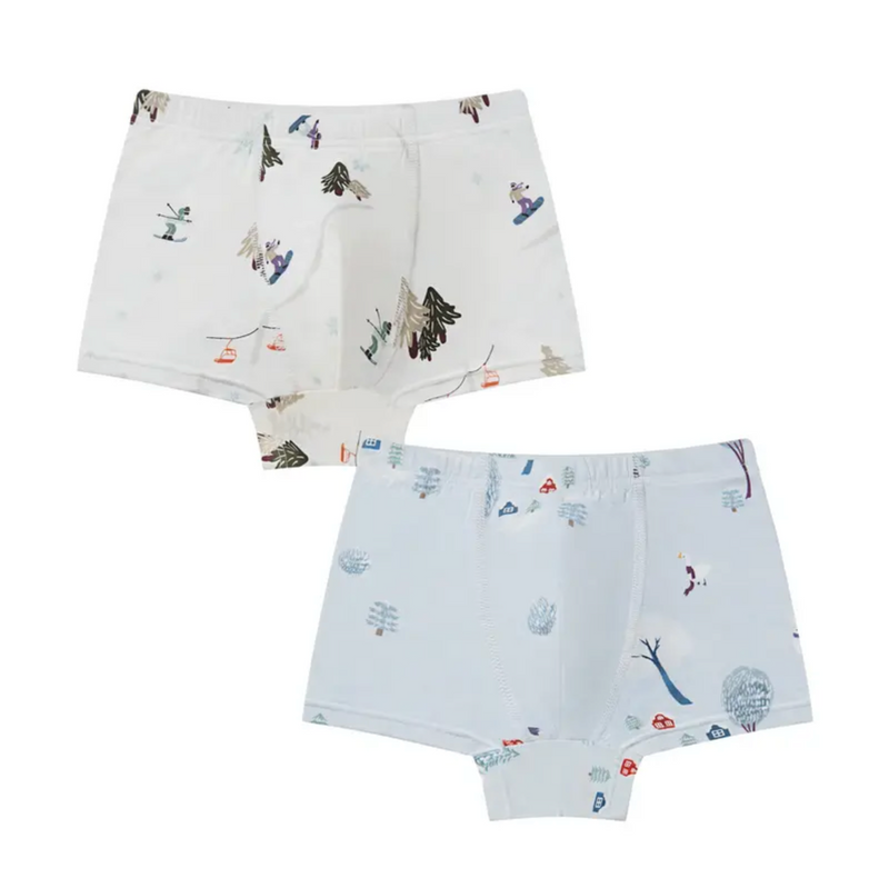 Bamboo Boys Boxer Briefs Underwear (2 Pack) - Winter Fun