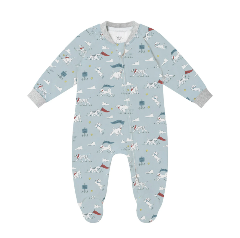 Bamboo Jersey Long Sleeve Footed Sleeper Snug Fit - Puppy Park