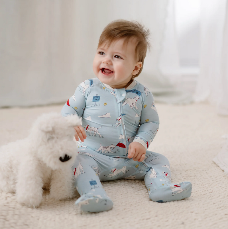Bamboo Jersey Long Sleeve Footed Sleeper Snug Fit - Puppy Park