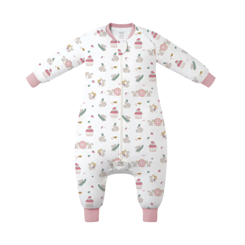 Organic Cotton Long Sleeve Footed Sleep Bag | 1.0 TOG - Very Squirrelly