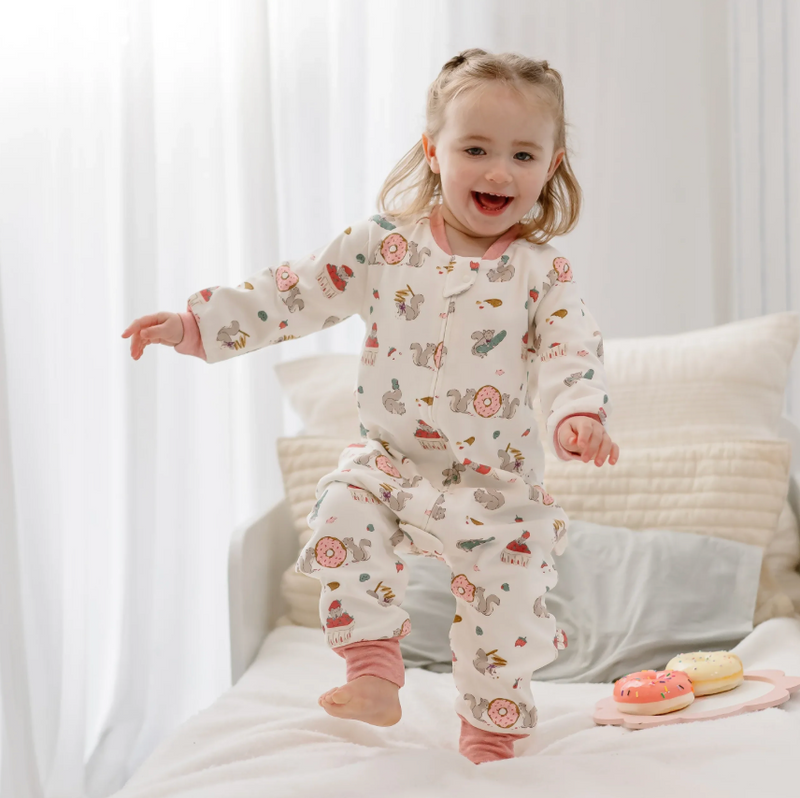Organic Cotton Long Sleeve Footed Sleep Bag | 1.0 TOG - Very Squirrelly