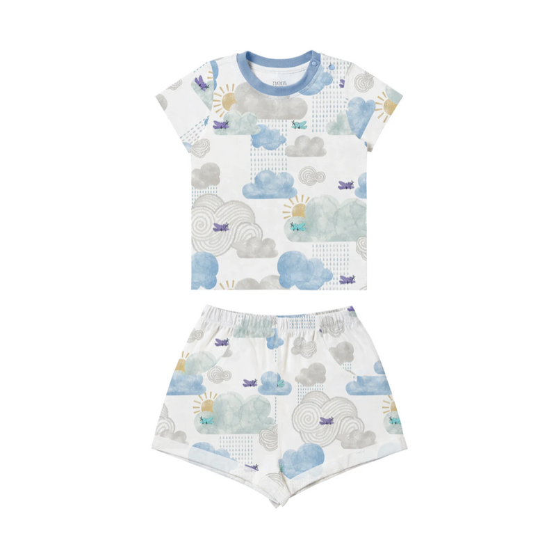 Bamboo Jersey Short Sleeve Two-Piece PJ Set - Fluffy Puffs