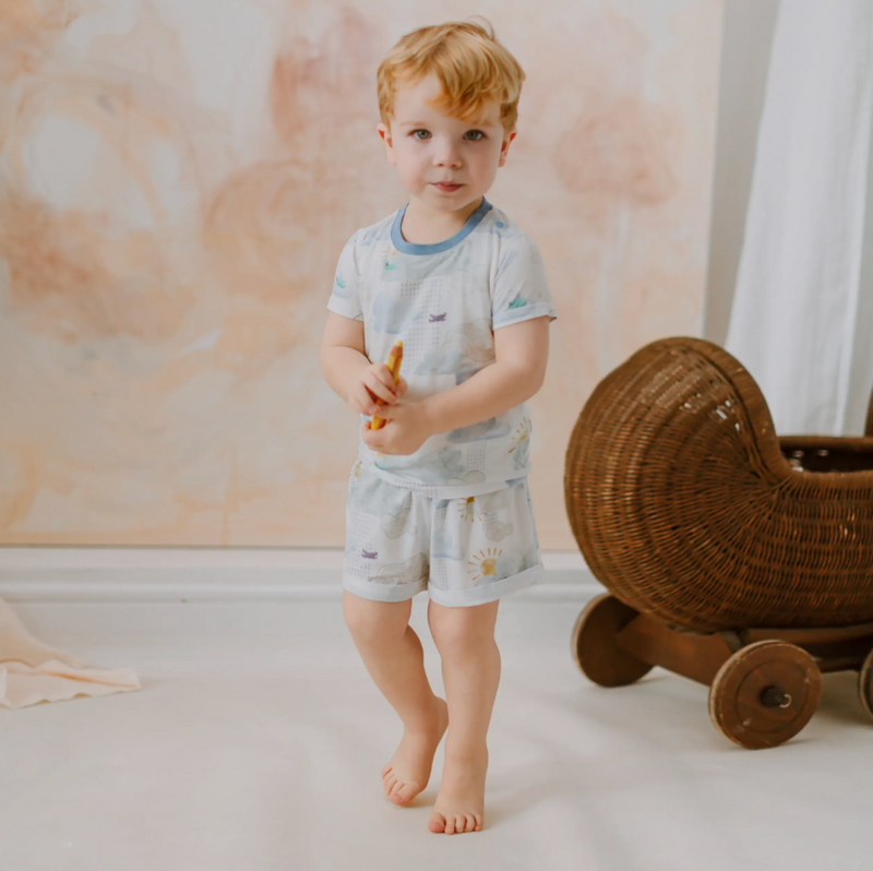 Bamboo Jersey Short Sleeve Two-Piece PJ Set - Fluffy Puffs