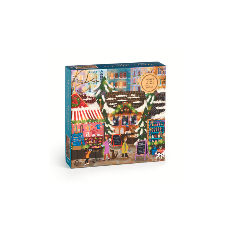 Galison: Joy Laforme Merry Market 1000 Piece Foil Puzzle in a Square Box