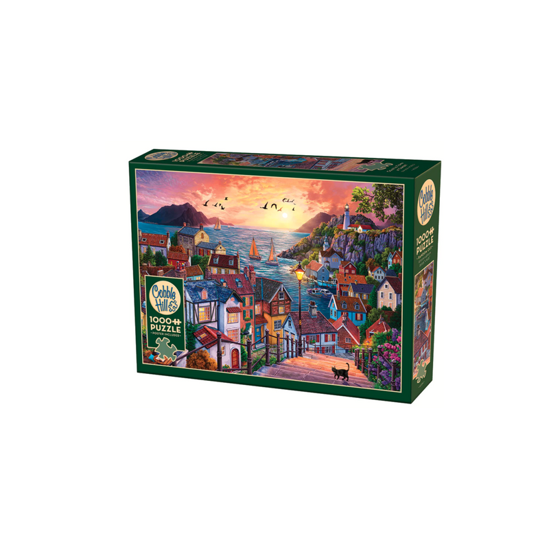 Cobble Hill: Coastal Town at Sunset | 1000 Piece Puzzle