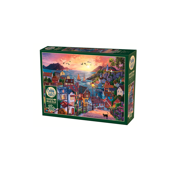 Cobble Hill Coastal Town at Sunset 1000 Piece Puzzle