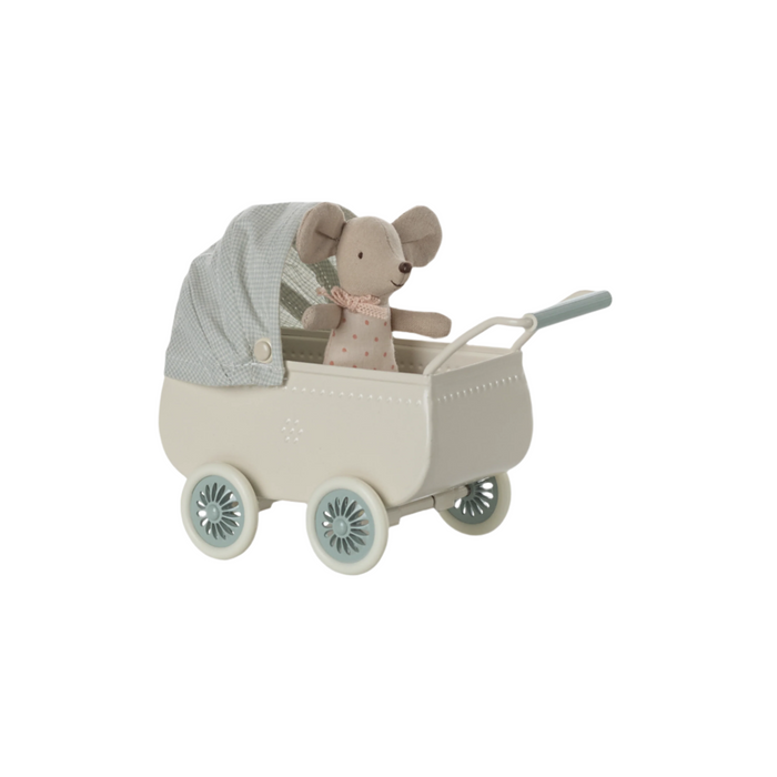 Maileg Pram with baby mouse - Mint