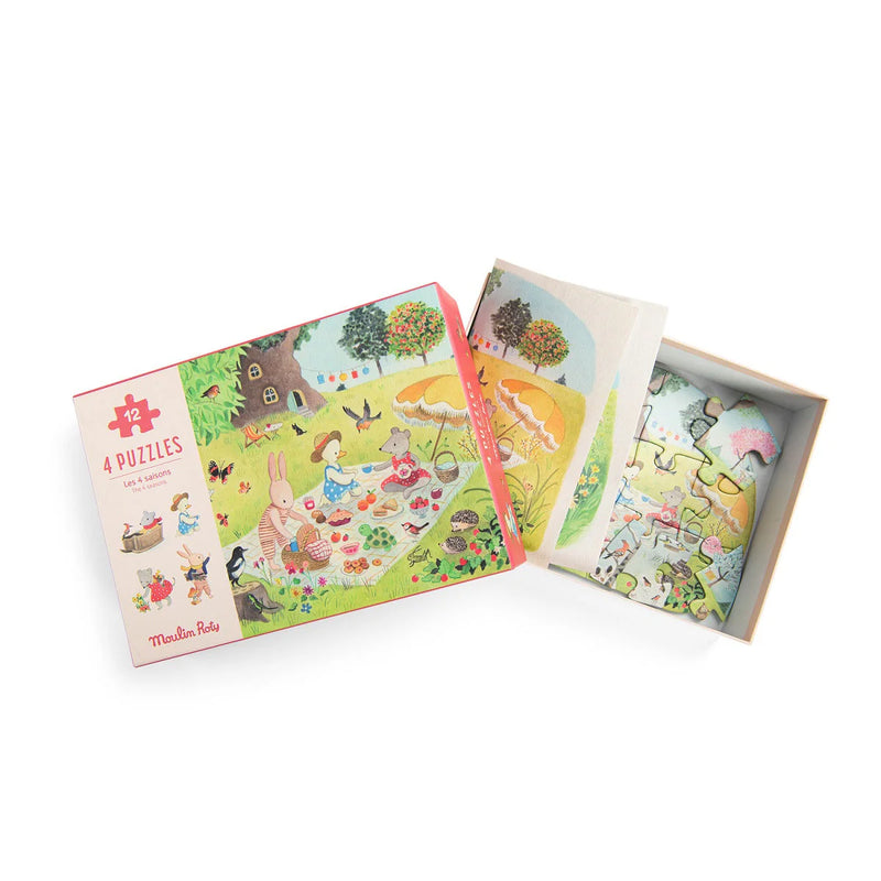 Moulin Roty Grand Famille - Seasons Mini Puzzles 4*12 pcs