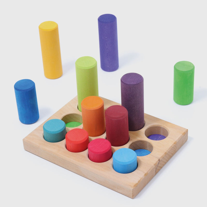 Grimm's Sorting Board With Rollers, Rainbow 12 pcs