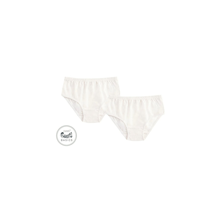 Nest Designs - Basics Organic Cotton Ribbed Girls Briefs (2 pack) - White