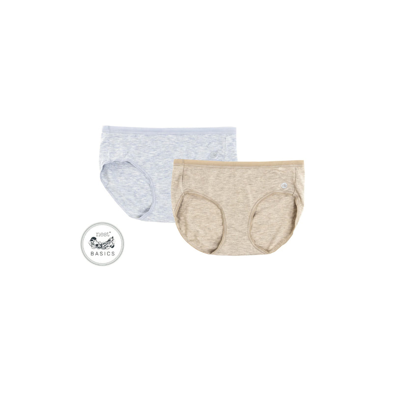 Women's Basics Bamboo Cotton Underwear (2 Pack) - Grey Dawn and Warm Taupe
