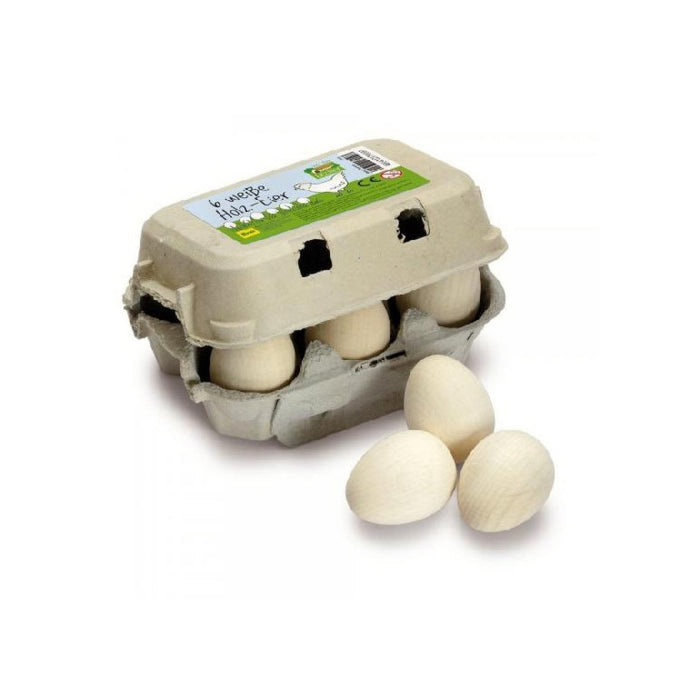 Erzi Eggs, White Sixpack Wooden Toy
