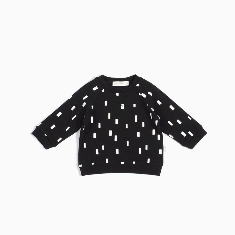 "Miles Basic" Black Play Blocks Crew Neck Sweater