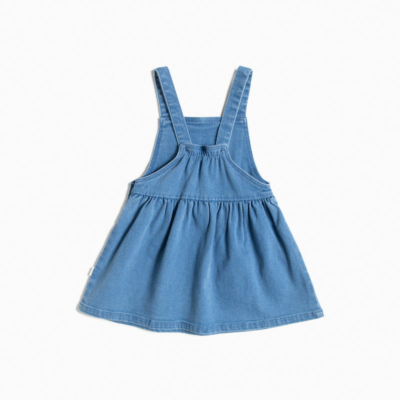 Light Blue Eco-Denim Overall Dress for Girls