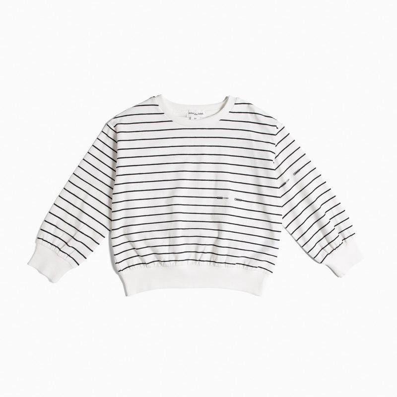 Striped Puffer Sleeve Girls Top