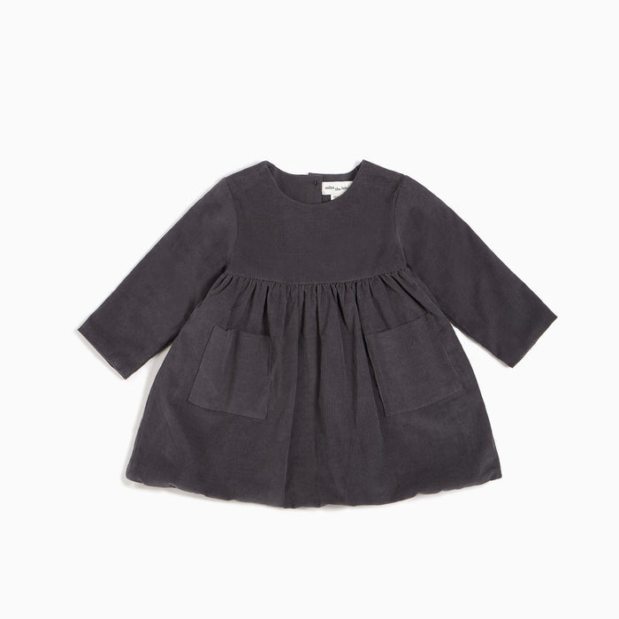 Charcoal Mini-Corduroy Baby Girl Dress