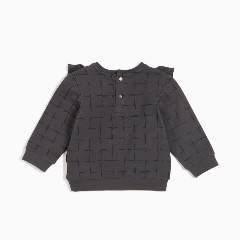 Grid Print on Charcoal Ruffle Baby Top