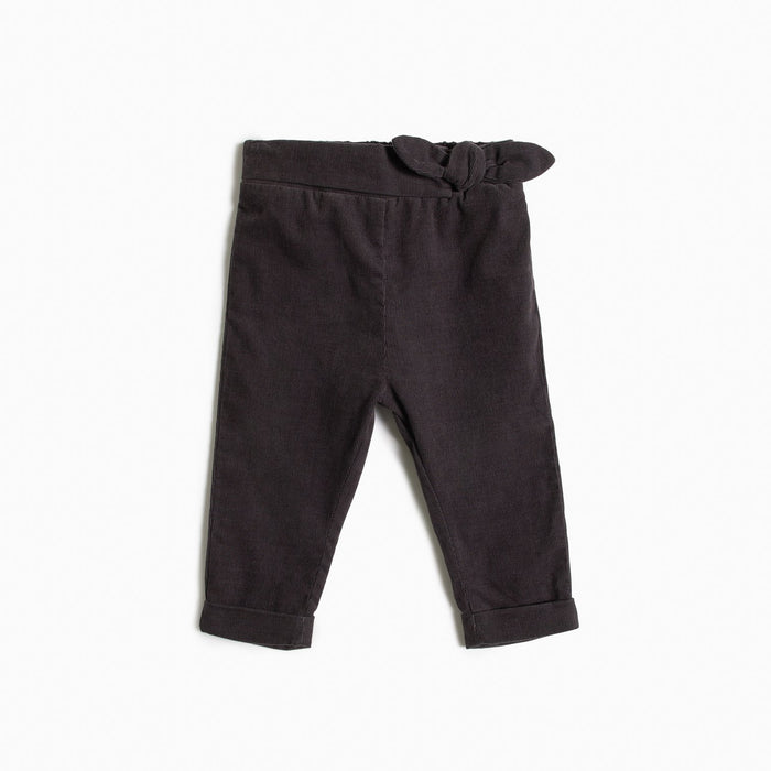 Charcoal Mini-Corduroy Baby Girl Pants